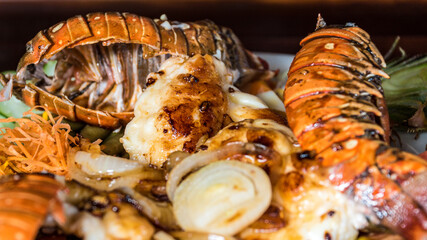 Cooked lobster in the style of the Cuban cuisine