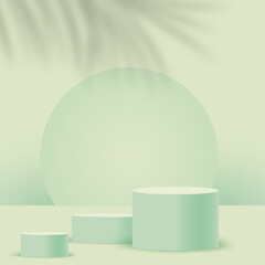 Abstract background with green geometric 3d podiums. Vector illustration.