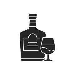 Cognac bottle and glass color line icon. Alcoholic beverages.