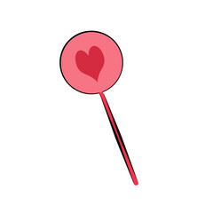 Color clip art of a pink lollipop with a heart.