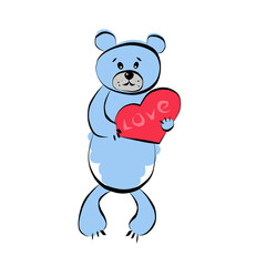 Obraz na płótnie Canvas Color clip art of a blue bear with a heart.
