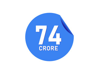 74 Crore texts on the blue sticker