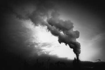 smoke coming out of factory chimney industry and global warming