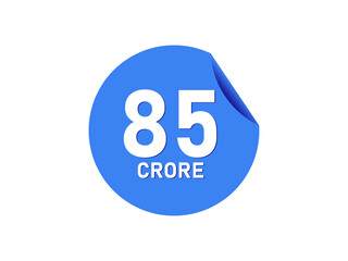 85 Crore texts on the blue sticker