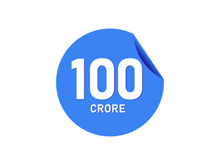 100 Crore texts on the blue sticker