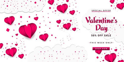 Valentine's day sale background. It is suitable for banners, posters, flyers, advertising, etc. Vector illustration