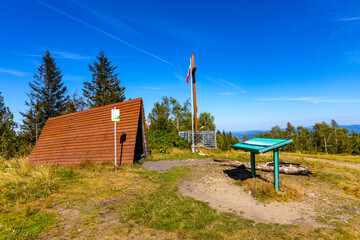 Memorial cross on top of Leskowiec peak in Little Beskids mountains near Andrychow in Lesser Poland © Art Media Factory