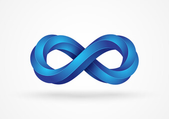 Infinity symbol isolated on white background. Vector illustration. Endless mobius ribbon loop, 8 icon, logo design template. Eight shape 3d graphic style, blue gradient