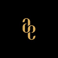 Minimalist gold abstract letter AE logo