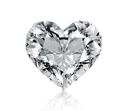 Heart shaped diamond, isolated on white background. 3D render
