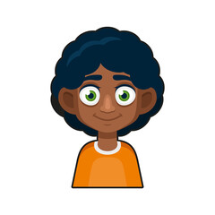 Black African American or Hindu Boy Avatar. Cartoon Style Userpic Icon. Vector