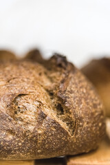Craft bread on the table at the bakery. The concept of small industries and healthy food