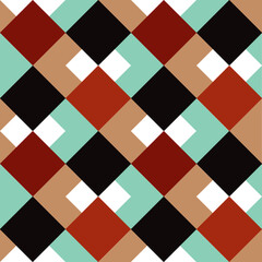Abstract square seamless pattern with vintage and earth tone color, vector background.