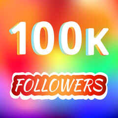 100k followers greeting card poster colorful background 