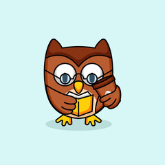 Cute owl with coffee mascot logo design