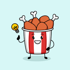 Cute a chicken bucket mascot logo design
