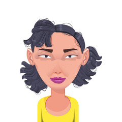 Woman cartoon character avatar, flat style portrait