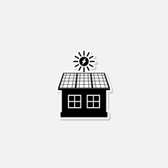 Solar house sticker icon isolated on white background
