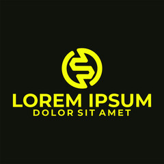 Initial letter dp, pd or S logo template with modern geometric circle line art illustration in flat design monogram symbol