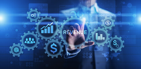 Fototapeta premium Revenue Increase sales financial growth business concept on virtual screen.