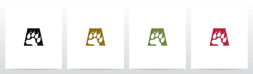 Paw Print With Claws On Letter Logo Design A