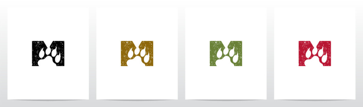 Paw Print With Claws On Letter Logo Design M