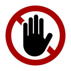 Stop Hand Palm Icon in a Round No Sign. Vector Image.