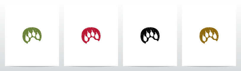 Paw Print With Claws On Letter Logo Design O
