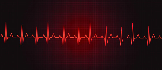 Heart beat neon vector illustration. Red glowing neon heart pulse illustration.