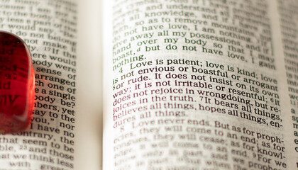 Love is patient love is kind. Holy Bible verses about the love God of for man, marriage,...