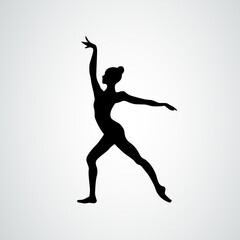 Fototapeta na wymiar Creative silhouette of gymnastic girl. Art gymnastics dancing woman, vector illustration
