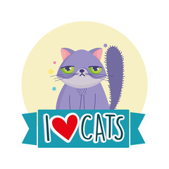 I love cats, cranky cat pet feline cartoon