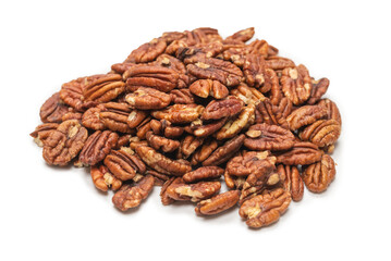 Pecan-nut isolated on white background. Top view.