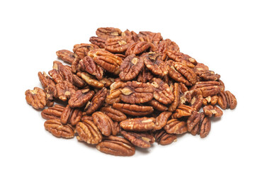 Pecan-nut isolated on white background. Top view.