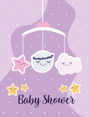 Baby shower mobile moon cloud stars decoration card