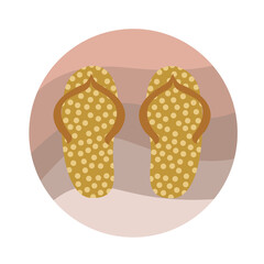 Flip flops shoes. Flip flop icon logo vector illustration on circle for social media story highlight. Sandal beach wear multicolor. Beach slippers icon - Vector