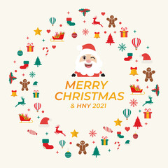 Merry Christmas and Happy New Year 2021 with Santa Claus and decoration