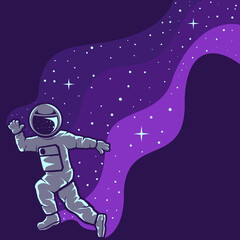 Astronauts having fun illustration logo design