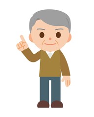シニア 男性 指差し