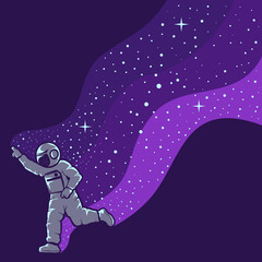 Astronauts having fun illustration logo design