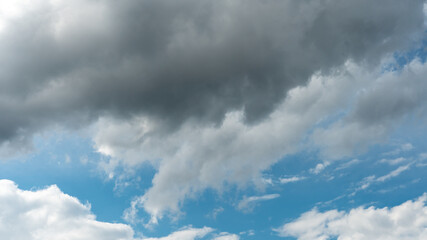 gray clouds. The sky before the rain and thunder. blue sky over gray clouds