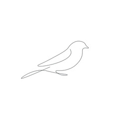 Bird silhouette line drawing, vector illustration