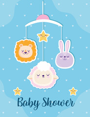 Baby shower cute lion bunny and sheep mobile decoration