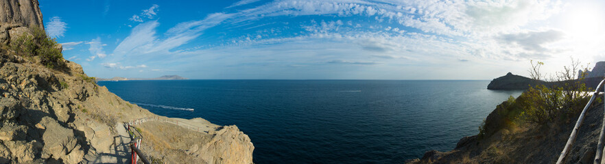 Summer Crimean landscape, juniper grove on a sunny day, Golitsyn Trail, Crimea.