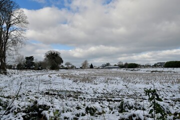 Snow in a field in Brittany