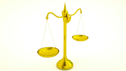 three-dimensional model of golden lever scales on a white background. 3d render illustration