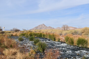 Fototapeta na wymiar Landscape with river and mountain