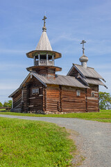 Church of the Resurrection of Lazarus, architectural ensemble of Kizhi Pogost - historical site 17th century on Kizhi island, Onega lake, Karelia, Russia