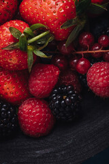 Mix of fresh raw berries fruits for healthy eating
