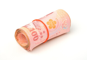 close-up Thai Baht Coins on white background. Thailand money